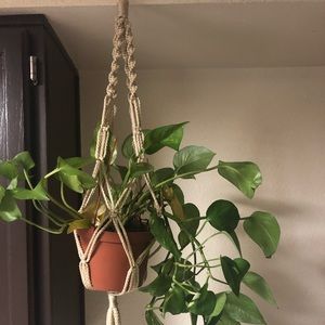 Natural color handmade macrame plant hanger